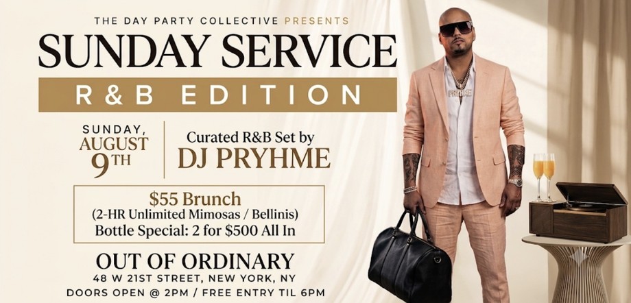 Sunday Service: R&B Edition flyer, Sunday August 9th